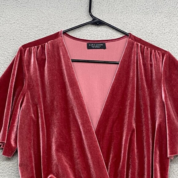 Zara Velvet Bodysuit in Pink with Ballet Coquette Wrap - Picture 4 of 7